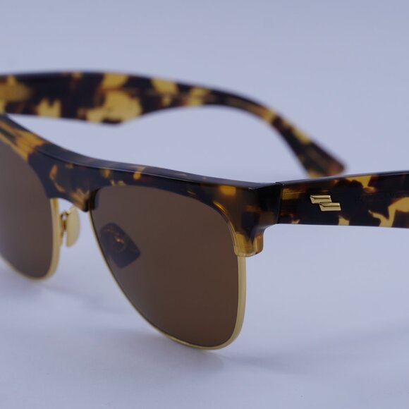 Bottega Veneta BV1003S 002 Sunglasses Spotted Havana Square Frame, Brown Lenses - Picture 8 of 10